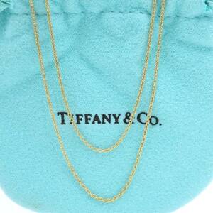 【送料無料】 未使用 Tiffany&Co. ティファニー イエロー ゴールド ロング ネックレス チェーン 60cm 750 K18 HA314