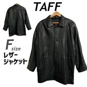 TAFF メンズ レザージャケット ステンカラー F 羊革 コート ゆったり ブラック系 (K47)★