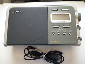 SONY AM/FM/TV3バンド　２１局プリセット高感度ラジオ　美品　ICF-M770V作動ジャンク