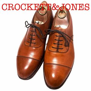 377.CROCKETT&JONES クロケットアンドジョーンズ WHITEHALL ストレートチップ レザーシューズ ビジネスシューズ ブラウン 6.5E