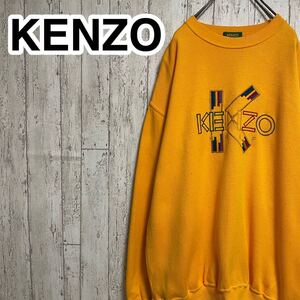 KENZO ケンゾー スウェットトレーナー 刺繍ロゴ マスタードイエロー Mサイズ