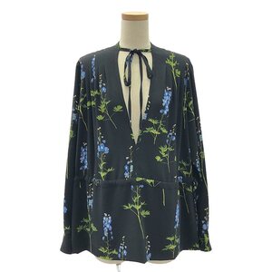 【美品】 DRIES VAN NOTEN / ドリスヴァンノッテン | 総柄 ドローストリング ブラウス トップス | 36 | ブラック | レディース