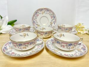 ノリタケ lovelyChina カップ＆ソーサー 5客 金彩 ピンク 年代物 上品 豪華