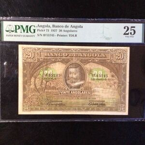 World Banknote Grading ANGOLA《Banco de Angola》20 Angolares【1927】『PMG Grading Choice Very Fine 25』