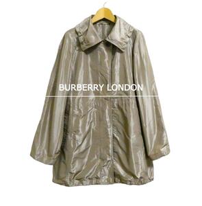 美品 BURBERRY LONDON バーバリーロンドン サイズ11 2WAY ワイドカラー ロング丈 ジップアップ ジャケット ブルゾン コート ベージュ