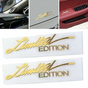 ◆LIMITED EDITION リミテッド・エディション◆2枚セット◆メタル エンブレム ミニステッカー/ゴールド/トヨタ 日産 三菱 ホンダ旧車に