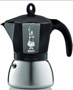 ♪ 新品未使用 Bialetti ビアレッティ エスプレッソマシン MOKA INDUCTION BLACK 6CUPS モカ インダクション 6カップ用 IH対応&直火