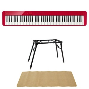 カシオ 電子ピアノ デジタルピアノ CASIO Privia PX-S1100 RD レッド スタンド マット 3点セット [鍵盤 GMset]