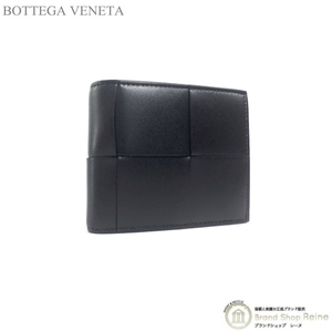 ボッテガ ヴェネタ （BOTTEGA VENETA） マキシイントレ カセット コインパース付き コンパクト 二つ折り 財布 649605 ブラック（新品）