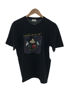 SAINT LAURENT◆20年モデル/ミッキープリントTシャツ/XS/コットン/BLK