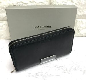 J&M DAVIDSON ジェイ＆エム デヴィッドソン 長財布 10221N レザー ブラック ラウンドファスナー 箱付 fah 11S082