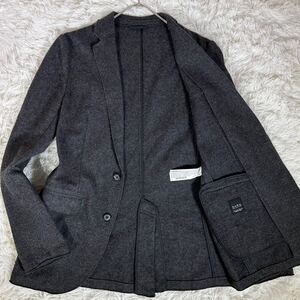 ZARA COLLECTION ザラ ニットテーラードジャケット 羊毛 ウール 2B カットオフフェルト 秋冬 チャコールグレー L〜XLサイズ相当 メンズ