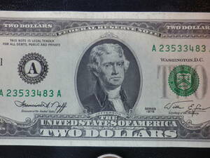 USA・アメリカ 1976年 独立記念 A-A券 2Dollars (2ドル）未使用 