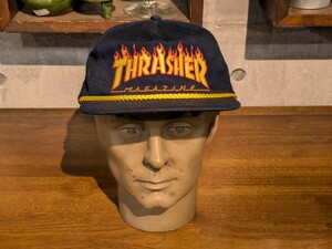 新品！THRASHER スラッシャー USAライン CAP キャップ フレアー ダークネイビー スケートボード ハードコア オールドスクール