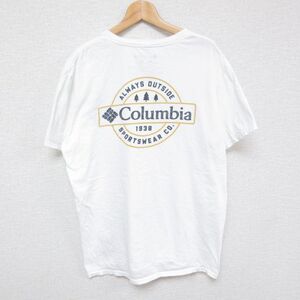 【50%OFF】L/古着 コロンビア Columbia 半袖 ブランド Tシャツ メンズ ビックロゴ コットン クルーネック 白 ホワイト 23aug19 中古 5OF