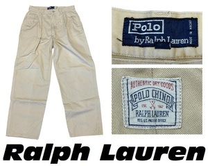 新品同然90年代ラルフローレンRalphLauren★2タック・チノパン★トラウザー★キャメル★31