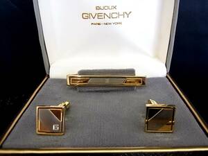 ◎№5365◎■良品■ジバンシイ「ロゴ柄」【GIVENCHY】 【シルバー・ゴールド】■カフス＆ネクタイピン セット♪