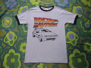 ビンテージ USA製 BACK TO THE FUTURE バックトゥーザフューチャー リンガー半袖Tシャツ Sサイズ デロリアンプリント 綿50 ポリエステル50