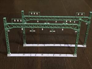 送料185円［架線柱加工］３線ワイド架線柱　(緑)　２脚１セット　