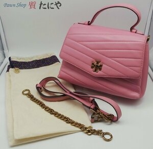 ★☆送料無料 【トリーバーチ】TORY BURCH 2WAYバッグ キラシェブロン ピンク レザー ゴールドチェーン 61674 0320 681 ☆★