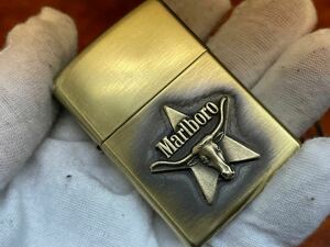 1円 ZIPPO ライター マルボロ Marlboroジッポ Zippoオイルライター真鍮製 中古品 喫煙グッズ ジッポー 火花確認済R658227