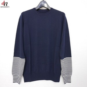 12AW 12FW uniform experiment ユニフォームエクスペリメント BORDER SLEEVE CREW NECK KNIT ウール 長袖 ボーダー 切り替え ニット NAVY 1