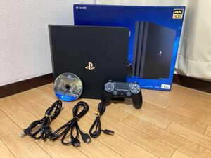 SONY/ソニー PlayStation4 Pro 1TB CUH-7100BB01 プレステ4 ジェットブラック ゲーム機 本体+周辺機器 ソフト×1 通電,動作確認済 初期化済