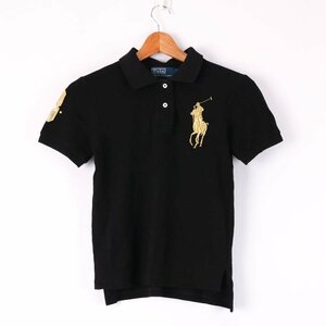 ポロバイラルフローレン 半袖ポロシャツ ビッグポニー 3 ナンバー トップス USA製 レディース Sサイズ ブラック Polo by Ralph Lauren