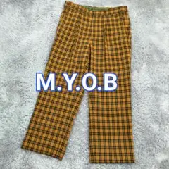 M.Y.O.B NYC ワイドパンツ タックパンツ ワイド チェック柄