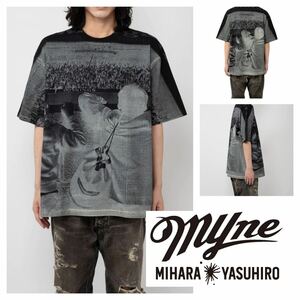 新品未■MYne ミハラヤスヒロ■Child ビッグシルエット プリントTシャツ S ブラック 黒 Child Printed MIHARA YASUHIRO マイン 定価22000円