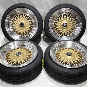 BEYONDI CM02 ゴールド/マシンリム 15-7.0J ＋20 4H100 NEOLIN 165/50R15 ルークス ラパン パレット ワゴンR エッセ ミラジーノ 01-2532S