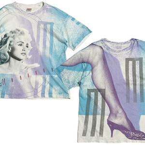 激レア【90s ビンテージ マドンナ 1991 IN BED WITH MADONNA シルクスクリーン オールオーバープリント Tシャツ XL シングルステッチ】