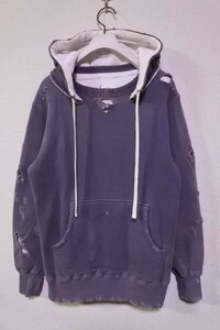 FULLCOUNT Destroy Hoodie size 36 フルカウント デストロイ スウェット パーカー 後付 ダブルフェイス ダメージ加工