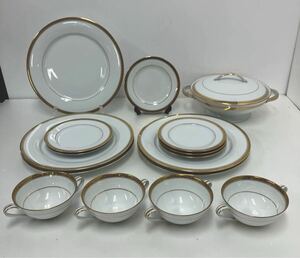  Noritake ノリタケ GOLDRIDGE ゴールドリッジ 洋食器 プレート スープ カップ 大皿 スープチューリン 金彩 陶器 16点セット売り！