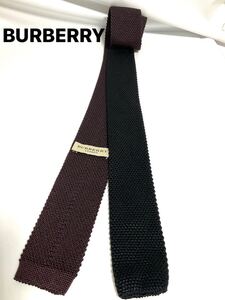 BURBERRY バーバリーロンドン ニットネクタイ ニットタイ ボウタイ ボルドー系　送料185円（追跡付）〜　ブランドネクタイ