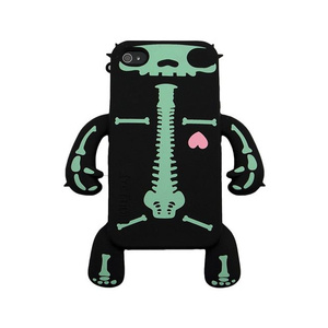 即決・送料込)【手足の付いたソフトケース】YETTIDE iPhone 4S/4 Character Sillicone Skin - Skeleton Suit Black