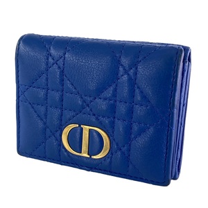 【中古】 Christian Dior クリスチャン・ディオール レディディオール コンパクト ウォレット 青 ブルー 23013196 AS