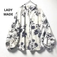 LADY MADE★袖シャーリング花柄ブラウス