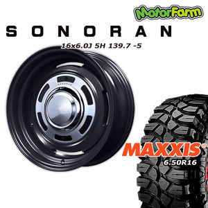 SONORAN マットブラック 16×6.0J/5H -5 マキシス クリーピークローラー 6.50/R16 4本セット