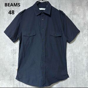 ビームス　BEAMS LIGHTS シャツ　紺　サイズ48 半袖