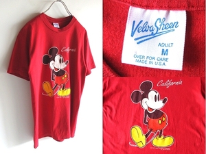 希少 USA製 90sビンテージ Disney ディズニー Micky Mouse ミッキーマウス California カリフォルニア プリント Tシャツ M 赤 レッド