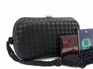 ■希少■新品同様■ BOTTEGA VENETA ボッテガヴェネタ イントレチャート サテン クラッチバッグ パーティーバッグ ブラック系 AW1263