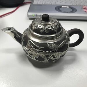 煎茶道具 急須 茶器 朱泥 錫 中古現状品