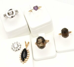 おたからや◆14K 刻印 ジュエリー リング,ネックレストップ 6点《約19.5g》※X線結果ご参照下さい【F-A96900】