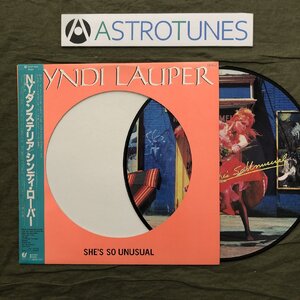 傷なし美盤 美ジャケ 美品 1983年 国内盤 シンディ・ローパー ピクチャーLPレコード N.Y.ダンステリア 帯付 All Through The Night