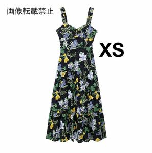 vintage ヴィンテージ レトロ フラワー 花柄 刺繍 ノースリーブ ロング ワンピース XSサイズ レディース★ZARA 好きな方に★夏新作 新品★