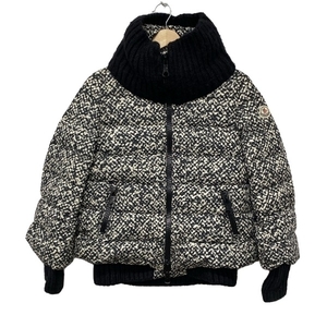 モンクレール MONCLER ダウンジャケット サイズ00 XS CIGALE(シガール) 黒×白×ダークネイビー レディース 長袖/冬/ニット切替 ジャケット