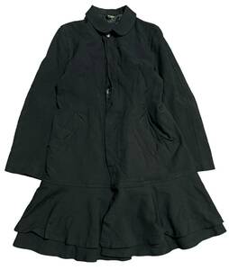 AD2009 BLACK COMME des GARCONS ブラック コムデギャルソン ポリ縮 レイヤード フレアー コート 黒 M