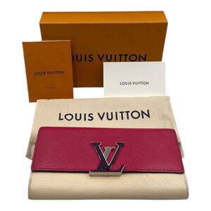 1円〜○ LOUIS VUITTON ルイヴィトン ポルトフォイユ・カプシーヌ 長財布 M62258 ピンク×ベージュ 元箱 保存袋