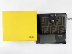 未使用　美品　FENDI　フェンディ　ズッカ柄　ブラウン　ホック　財布　レザー